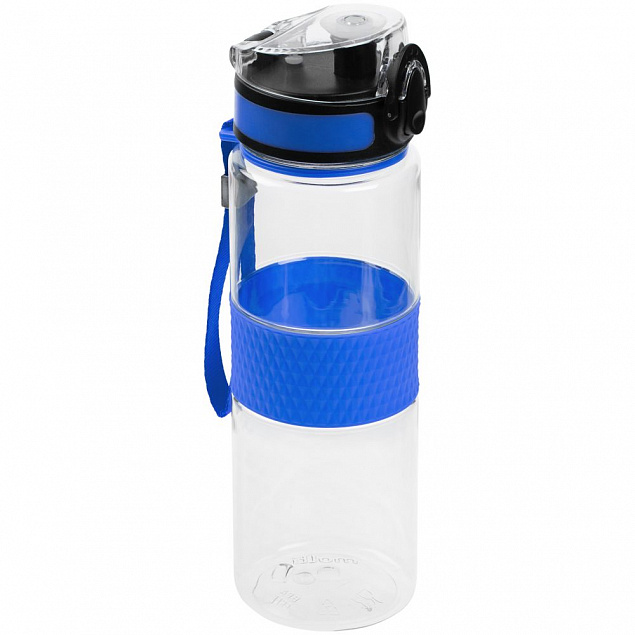 Бутылка для воды Fata Morgana, прозрачная с синим с логотипом в Балашихе заказать по выгодной цене в кибермаркете AvroraStore
