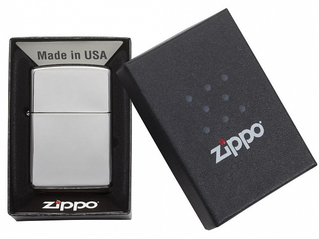 Зажигалка ZIPPO Classic с покрытием High Polish Chrome с логотипом в Балашихе заказать по выгодной цене в кибермаркете AvroraStore