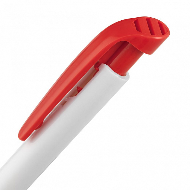 Ручка шариковая Favorite, белая с красным с логотипом в Балашихе заказать по выгодной цене в кибермаркете AvroraStore