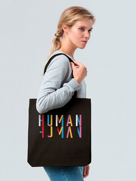 Холщовая сумка Human, черная с логотипом в Балашихе заказать по выгодной цене в кибермаркете AvroraStore