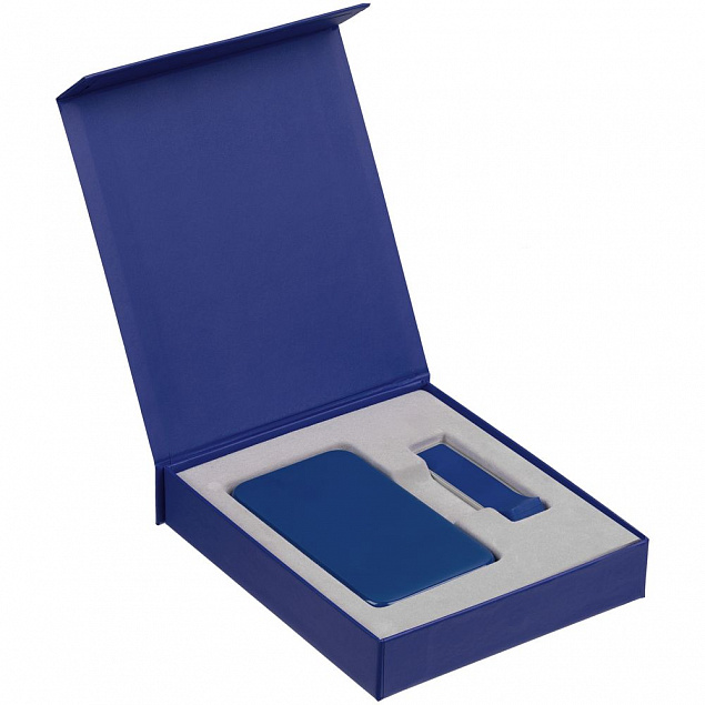 Коробка Latern для аккумулятора 5000 мАч и флешки, синяя с логотипом в Балашихе заказать по выгодной цене в кибермаркете AvroraStore
