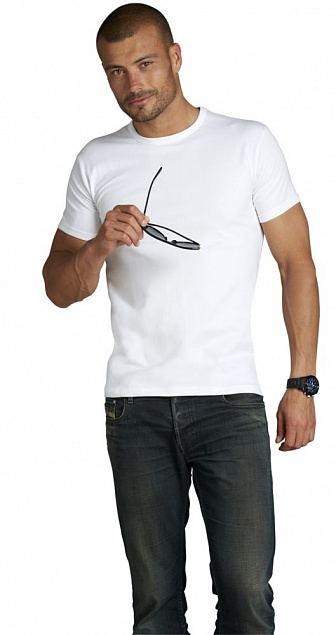 Футболка стретч мужская MILANO 190 белая с логотипом в Балашихе заказать по выгодной цене в кибермаркете AvroraStore