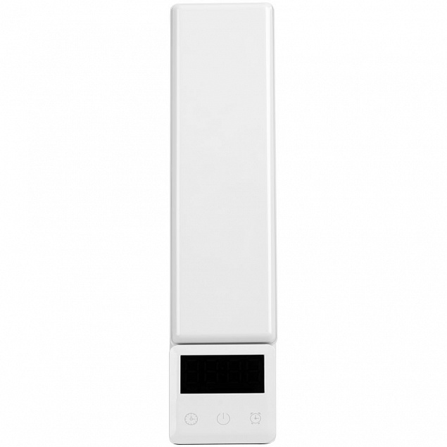 Лампа с часами и беспроводной зарядкой Powerack, белая с логотипом в Балашихе заказать по выгодной цене в кибермаркете AvroraStore