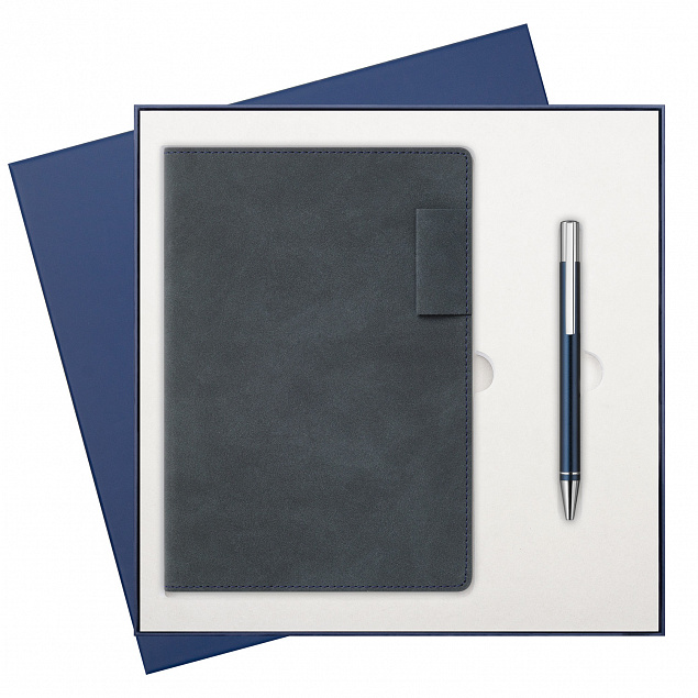 Подарочный набор Teolo, синий (ежедневник, ручка) с логотипом в Балашихе заказать по выгодной цене в кибермаркете AvroraStore
