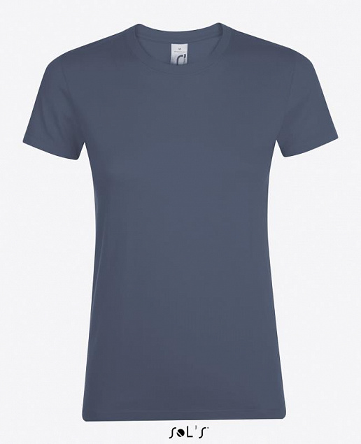 Фуфайка (футболка) REGENT женская,Синий джинc L с логотипом в Балашихе заказать по выгодной цене в кибермаркете AvroraStore
