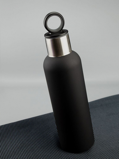 Термобутылка Sherp, черная с логотипом в Балашихе заказать по выгодной цене в кибермаркете AvroraStore