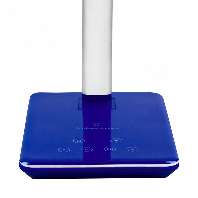 Настольная лампа Lumos, Ultramarine, с беспроводной зарядкой, синяя с логотипом в Балашихе заказать по выгодной цене в кибермаркете AvroraStore