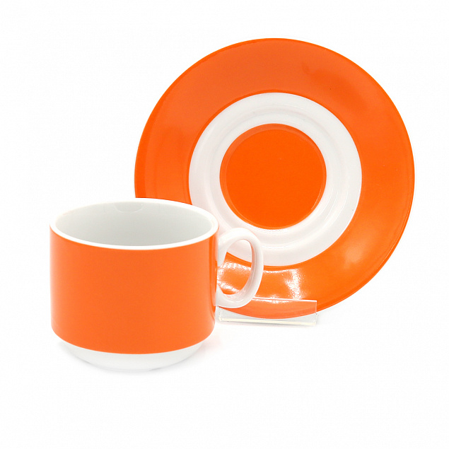 Чайная пара фарфоровая 220см³ &quot;экспресс&quot; &quot;Sunrise&quot; (7С1669Ф34), оранжевый, в коробке с логотипом в Балашихе заказать по выгодной цене в кибермаркете AvroraStore