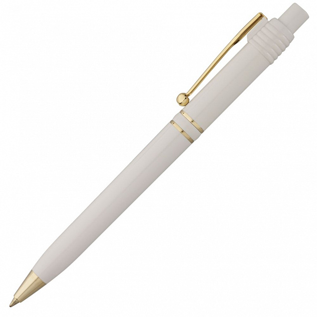 Ручка шариковая Raja Gold, белая с логотипом в Балашихе заказать по выгодной цене в кибермаркете AvroraStore