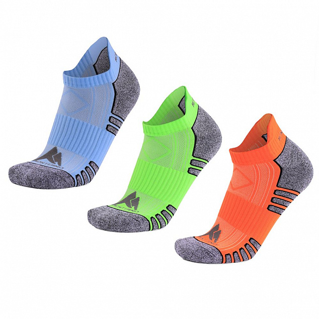 Набор из 3 пар спортивных женских носков Monterno Sport, голубой, зеленый и оранжевый с логотипом в Балашихе заказать по выгодной цене в кибермаркете AvroraStore