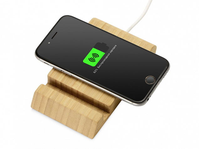 Беспроводное зарядное устройство из бамбука «Jetty», 10 Вт с логотипом в Балашихе заказать по выгодной цене в кибермаркете AvroraStore