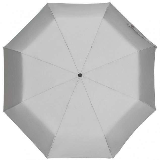 Зонт складной Manifest со светоотражающим куполом, серый с логотипом в Балашихе заказать по выгодной цене в кибермаркете AvroraStore