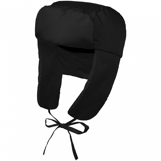 Шапка-ушанка Shelter, черная с логотипом в Балашихе заказать по выгодной цене в кибермаркете AvroraStore