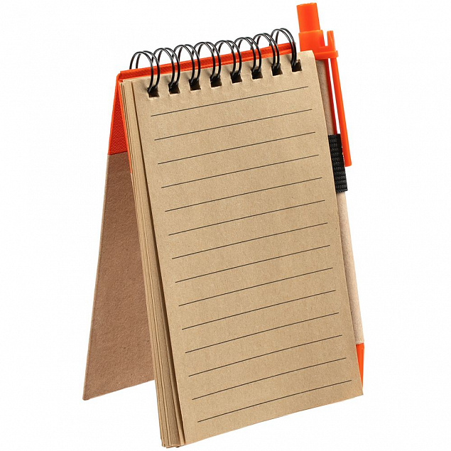 Блокнот на кольцах Eco Note с ручкой, темно-оранжевый с логотипом в Балашихе заказать по выгодной цене в кибермаркете AvroraStore
