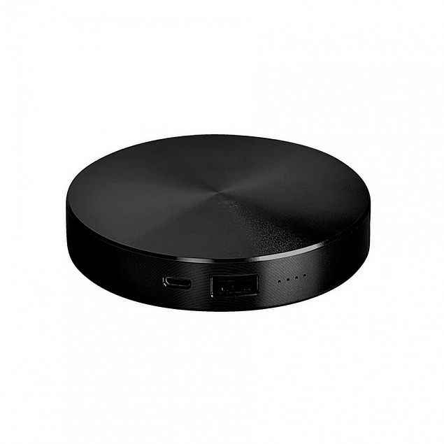 Универсальный аккумулятор "UFO" (6000mAh) в подарочной коробке, черный,8,6х1,5 см,металл с логотипом в Балашихе заказать по выгодной цене в кибермаркете AvroraStore