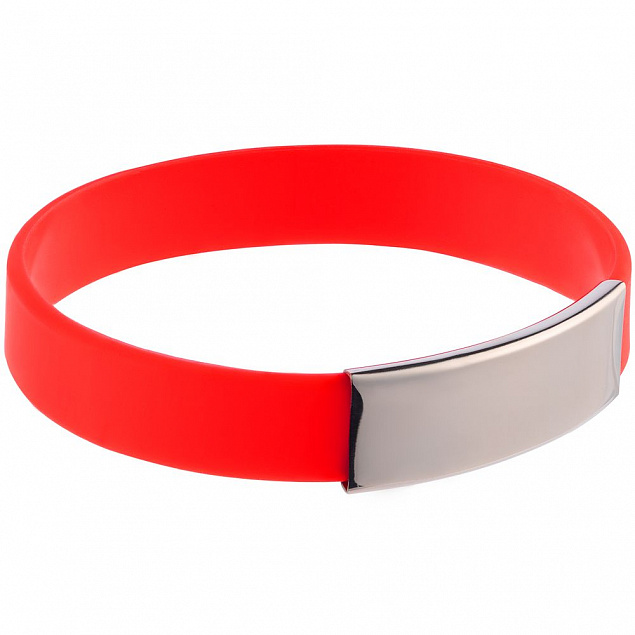 Силиконовый браслет Brisky с металлической шильдой, красный с логотипом в Балашихе заказать по выгодной цене в кибермаркете AvroraStore