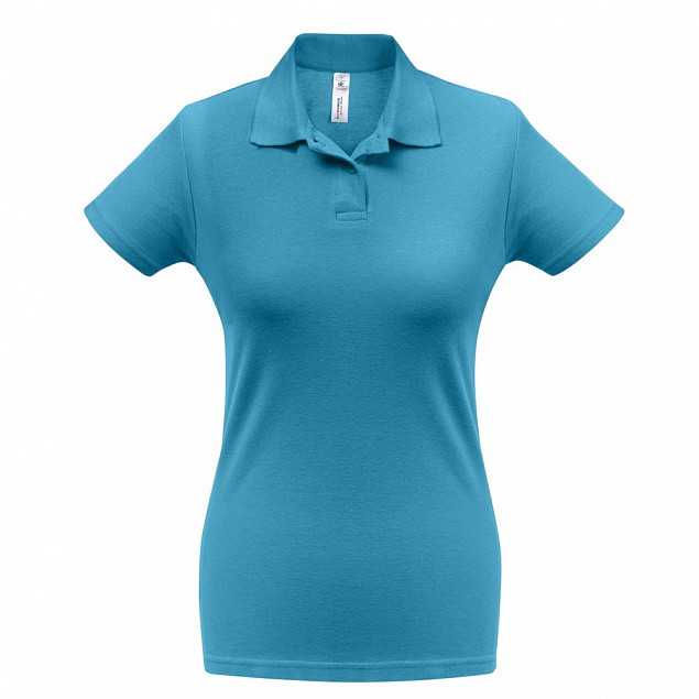 Рубашка поло женская ID.001 бирюзовая с логотипом в Балашихе заказать по выгодной цене в кибермаркете AvroraStore