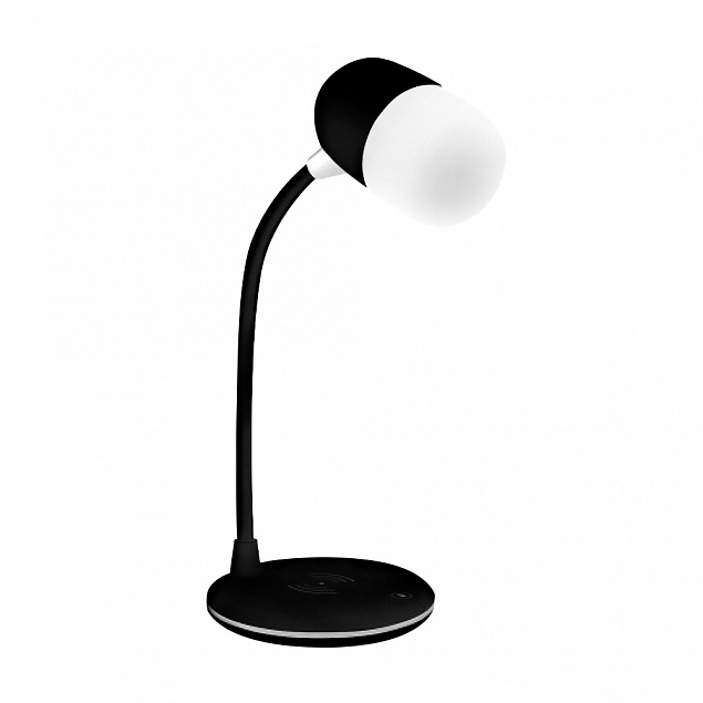 Настольная лампа "Alladin" с беспроводной зарядкой и колонкой - Черный AA с логотипом в Балашихе заказать по выгодной цене в кибермаркете AvroraStore