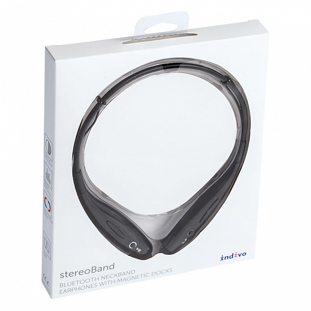 Bluetooth наушники stereoBand, черные с логотипом в Балашихе заказать по выгодной цене в кибермаркете AvroraStore