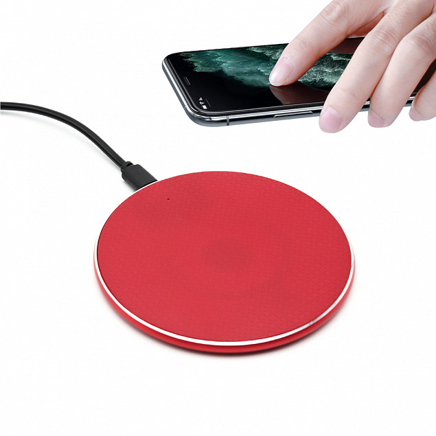 Беспроводное зарядное устройство Flappy, красный, красный с логотипом в Балашихе заказать по выгодной цене в кибермаркете AvroraStore