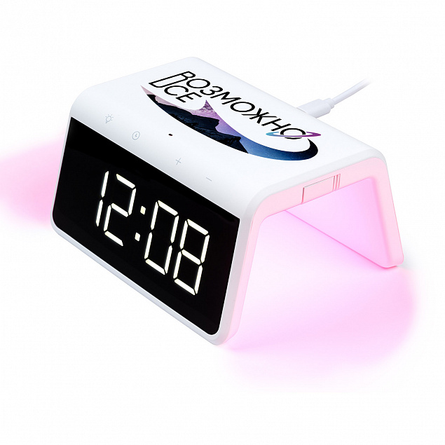 Настольные часы с подсветкой и беспроводной зарядкой 15W Flame, белый Возможно все с логотипом в Балашихе заказать по выгодной цене в кибермаркете AvroraStore