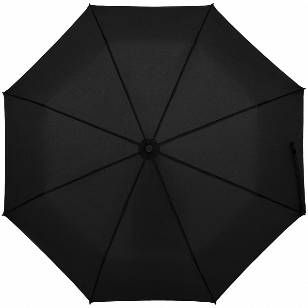 Зонт складной Clevis с ручкой-карабином, черный с логотипом в Балашихе заказать по выгодной цене в кибермаркете AvroraStore