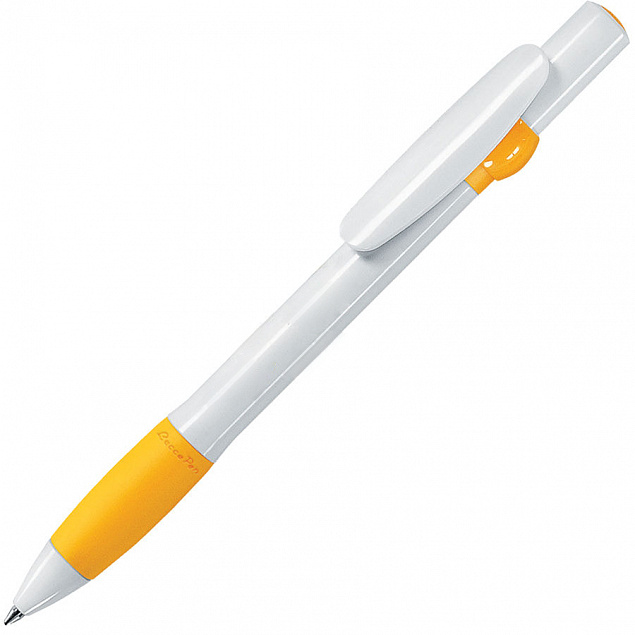 ALLEGRA, ручка шариковая, желтый/белый, пластик с логотипом в Балашихе заказать по выгодной цене в кибермаркете AvroraStore