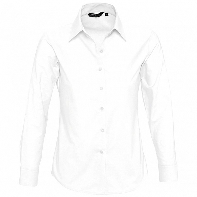 Рубашка женская с длинным рукавом EMBASSY, белая с логотипом в Балашихе заказать по выгодной цене в кибермаркете AvroraStore