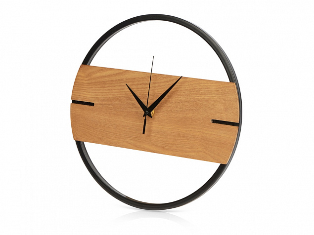 Деревянные часы с металлическим ободом «Time Wheel» с логотипом в Балашихе заказать по выгодной цене в кибермаркете AvroraStore