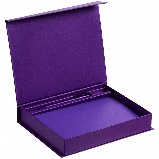 Коробка Duo под ежедневник и ручку, фиолетовая с логотипом в Балашихе заказать по выгодной цене в кибермаркете AvroraStore