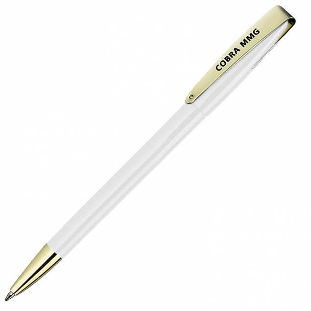 Ручка шариковая COBRA MMG, белый/золотистый с логотипом в Балашихе заказать по выгодной цене в кибермаркете AvroraStore