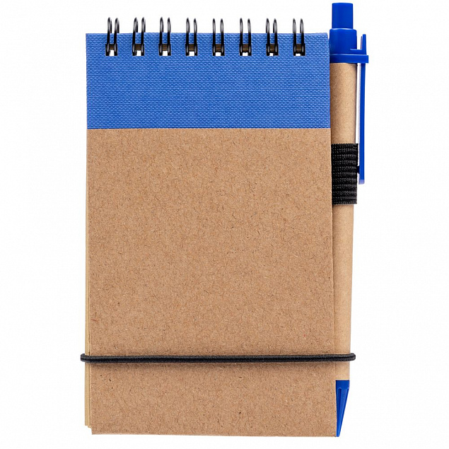 Блокнот на кольцах Eco Note с ручкой, синий с логотипом в Балашихе заказать по выгодной цене в кибермаркете AvroraStore