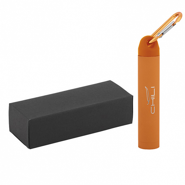 Зарядное устройство "Minty" 2800 mAh, с карабином, оранжевый, покрытие soft touch с логотипом в Балашихе заказать по выгодной цене в кибермаркете AvroraStore