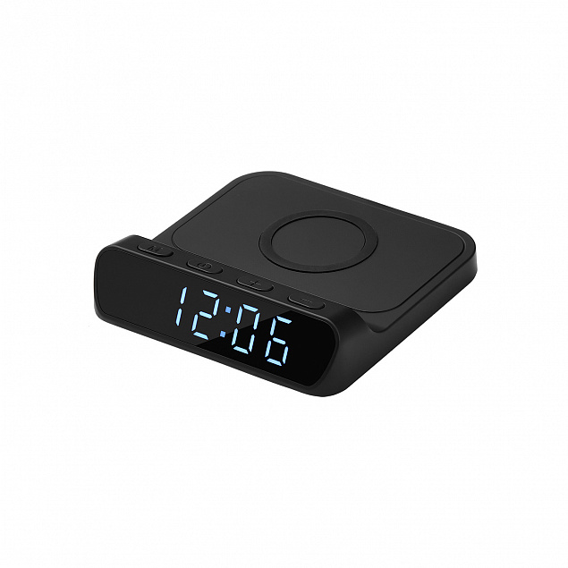 Настольные часы с беспроводной зарядкой 15W Rigel, черные с логотипом в Балашихе заказать по выгодной цене в кибермаркете AvroraStore