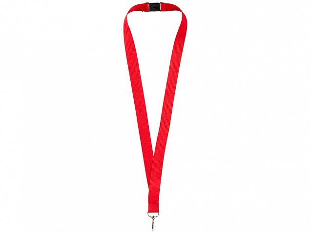 Ремешок на шею с карабином Бибионе, красный с логотипом в Балашихе заказать по выгодной цене в кибермаркете AvroraStore