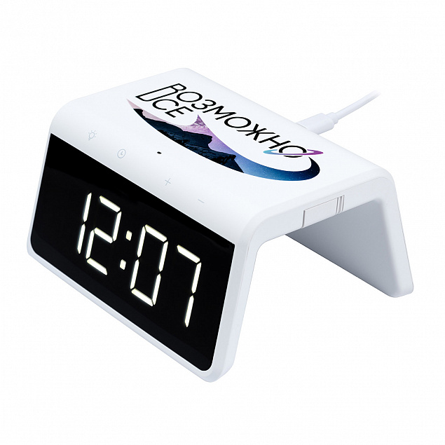 Настольные часы с подсветкой и беспроводной зарядкой 15W Flame, белый Возможно все с логотипом в Балашихе заказать по выгодной цене в кибермаркете AvroraStore