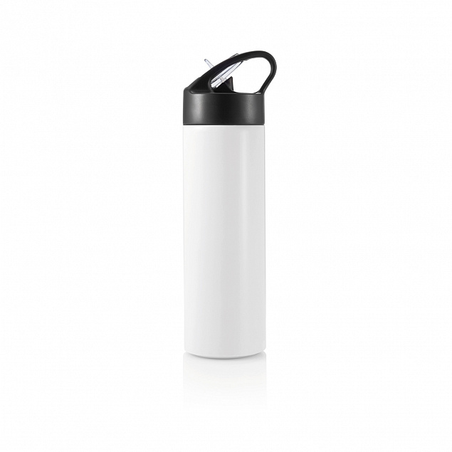 Спортивная бутылка для воды с трубочкой, 500 мл, белый с логотипом в Балашихе заказать по выгодной цене в кибермаркете AvroraStore