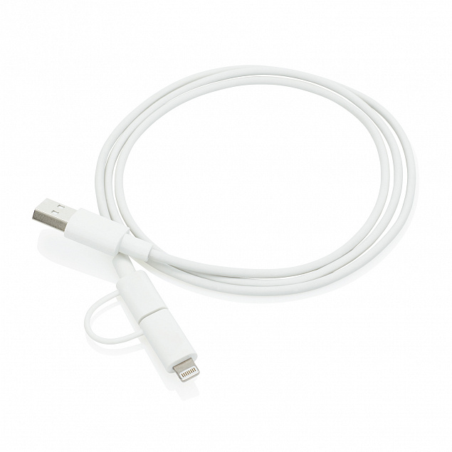 Кабель «2 в 1» с лицензированным MFi разъемом Apple Lightning с логотипом в Балашихе заказать по выгодной цене в кибермаркете AvroraStore