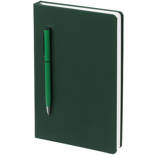 Ежедневник Magnet Shall с ручкой, зеленый с логотипом в Балашихе заказать по выгодной цене в кибермаркете AvroraStore
