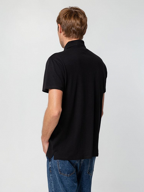 Рубашка поло мужская SPRING 210, черная с логотипом в Балашихе заказать по выгодной цене в кибермаркете AvroraStore