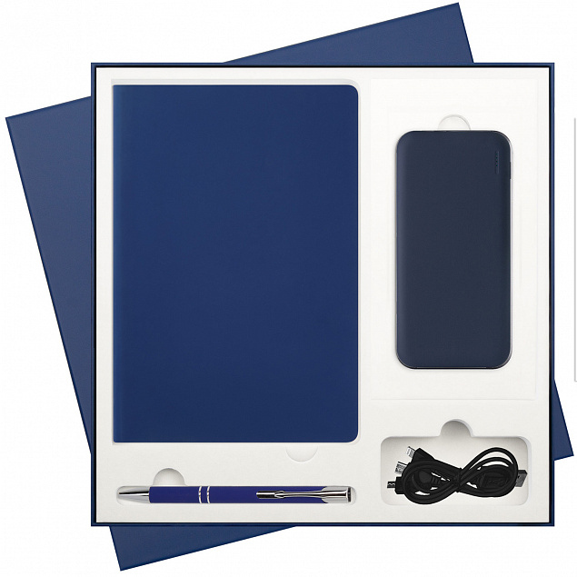 Подарочный набор Spark, синий (ежедневник, ручка, аккумулятор) с логотипом в Балашихе заказать по выгодной цене в кибермаркете AvroraStore