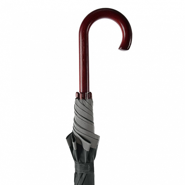 Зонт-трость светоотражающий Reflect, черный с логотипом в Балашихе заказать по выгодной цене в кибермаркете AvroraStore