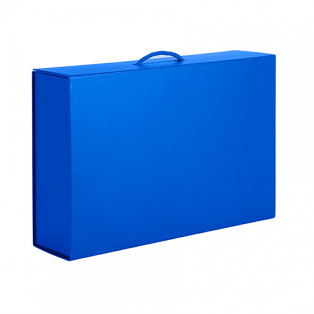 Коробка складная подарочная, 37x25x10cm, кашированный картон, синий с логотипом в Балашихе заказать по выгодной цене в кибермаркете AvroraStore