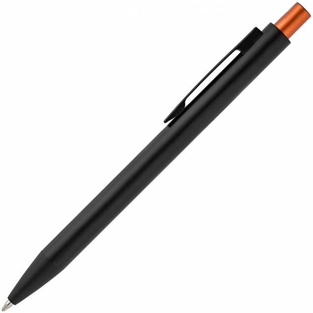Ручка шариковая Chromatic, черная с оранжевым с логотипом в Балашихе заказать по выгодной цене в кибермаркете AvroraStore