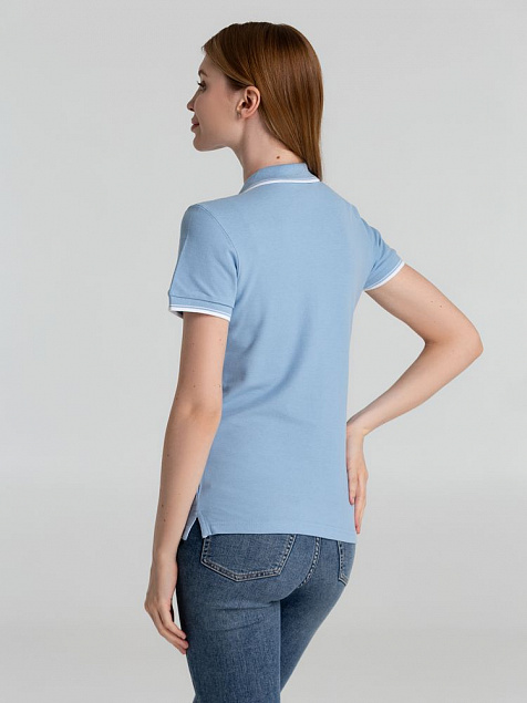 Рубашка поло женская Practice women 270, голубая с белым с логотипом в Балашихе заказать по выгодной цене в кибермаркете AvroraStore