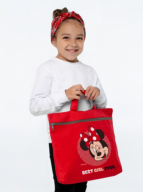 Сумка-папка «Минни Маус. Best Girl Еver», красная с логотипом в Балашихе заказать по выгодной цене в кибермаркете AvroraStore