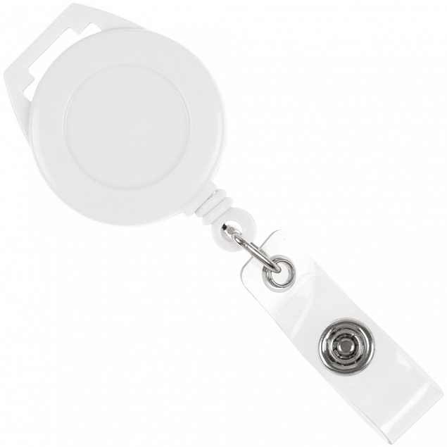 Ретрактор Attach с ушком для ленты ver.2, белый с логотипом в Балашихе заказать по выгодной цене в кибермаркете AvroraStore