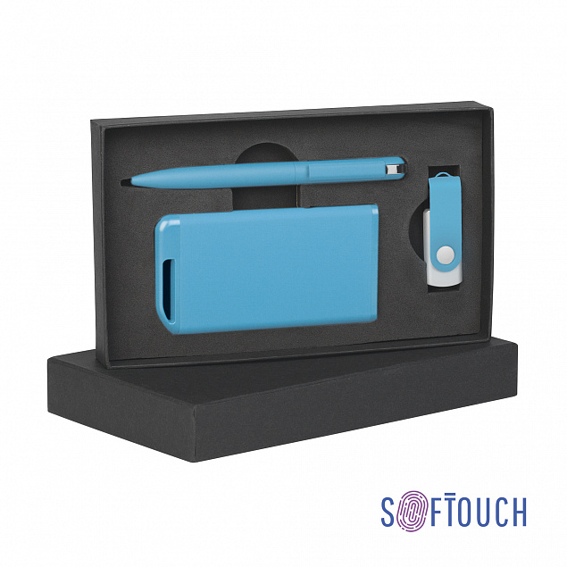 Набор ручка + флеш-карта 16Гб + зарядное устройство 4000 mAh в футляре покрытие soft touch с логотипом в Балашихе заказать по выгодной цене в кибермаркете AvroraStore