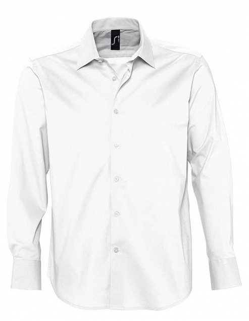 Рубашка мужская с длинным рукавом BRIGHTON, белая с логотипом в Балашихе заказать по выгодной цене в кибермаркете AvroraStore