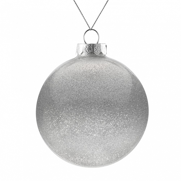 Елочный шар Finery Gloss, 10 см, глянцевый серебристый с глиттером с логотипом в Балашихе заказать по выгодной цене в кибермаркете AvroraStore